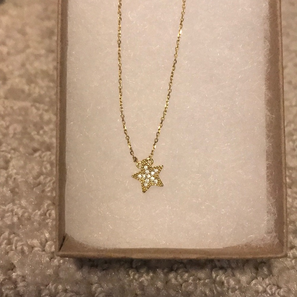 Pave star Necklace and Earrings set - Picture 4 of 7